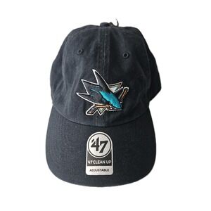 NWT Black '47 Brand San Jose Sharks Hockey NHL Clean Up Adjustable Hat OS